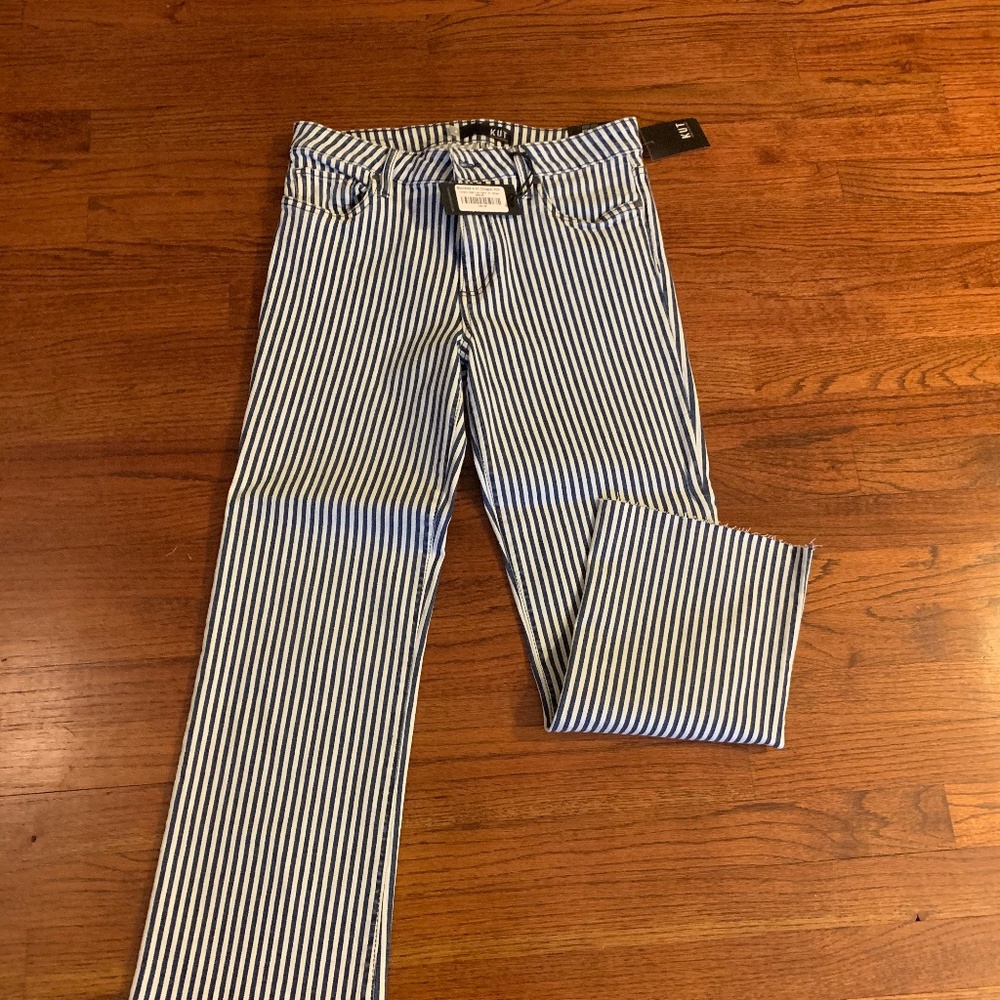 KUT striped 5 pocket pant with frayed hem